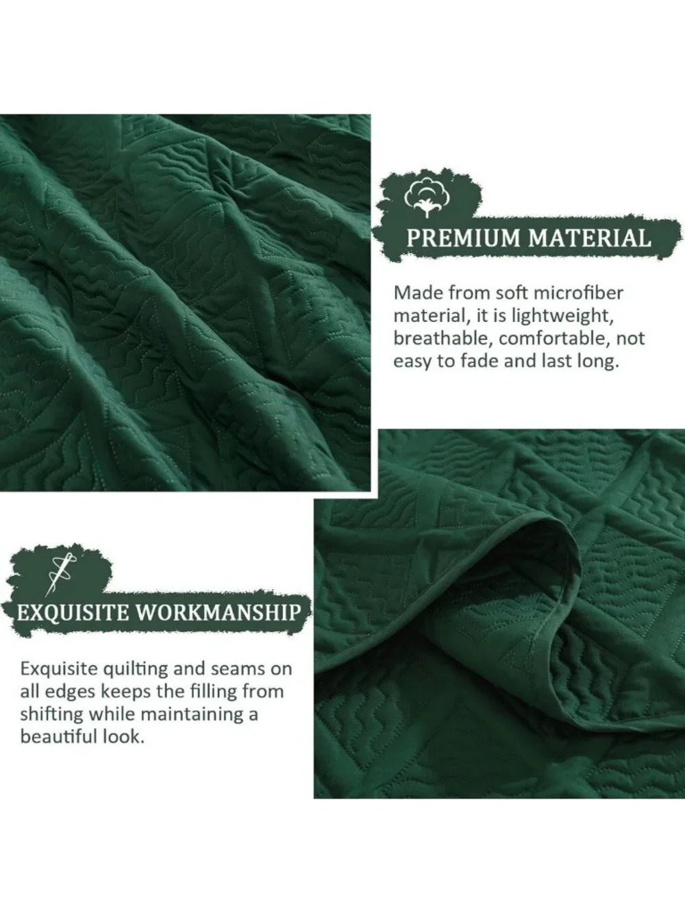 Emerald Green Oversized California King Quilt Set - Luxurious Bedspread